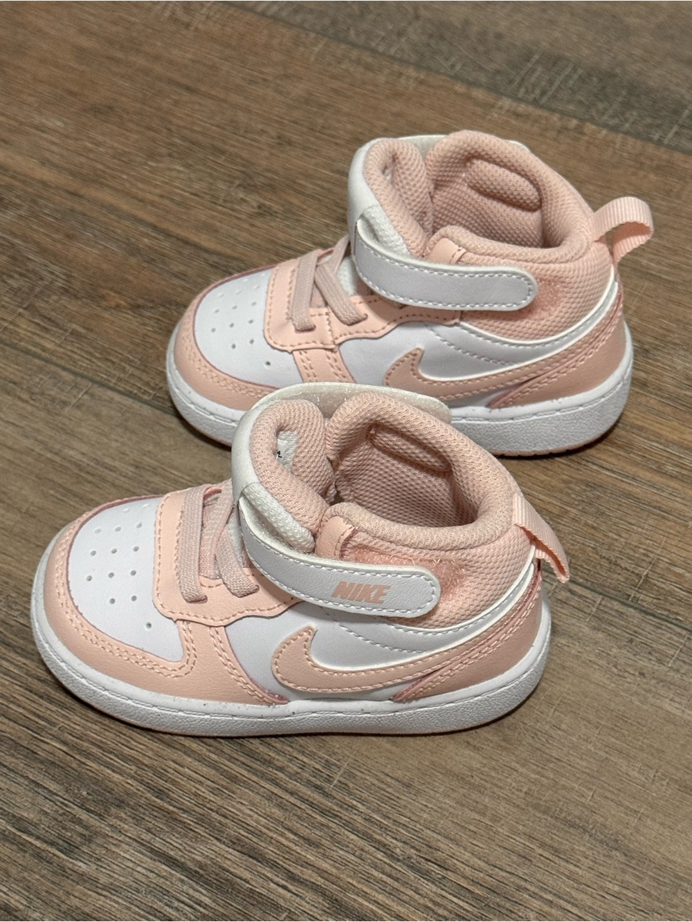Nike Baby Pink and White High-Top Sneakers